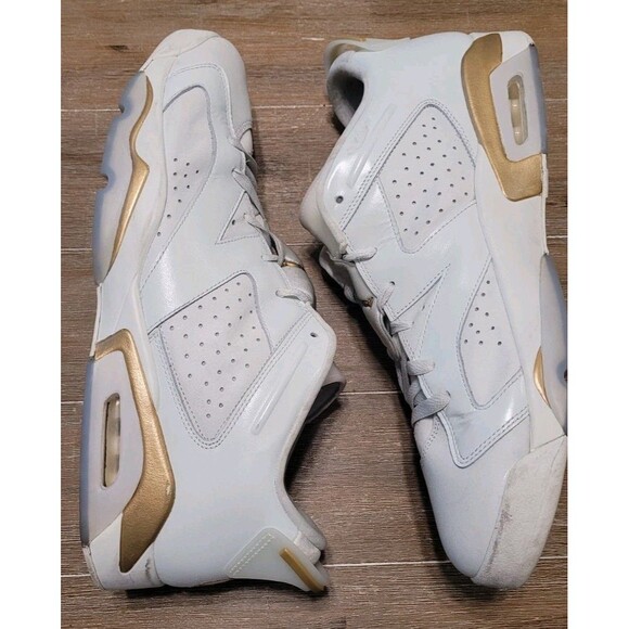Size 17 - Air Jordan 6 Low Lunar New Year Men\'s Basketball Shoes White Gold